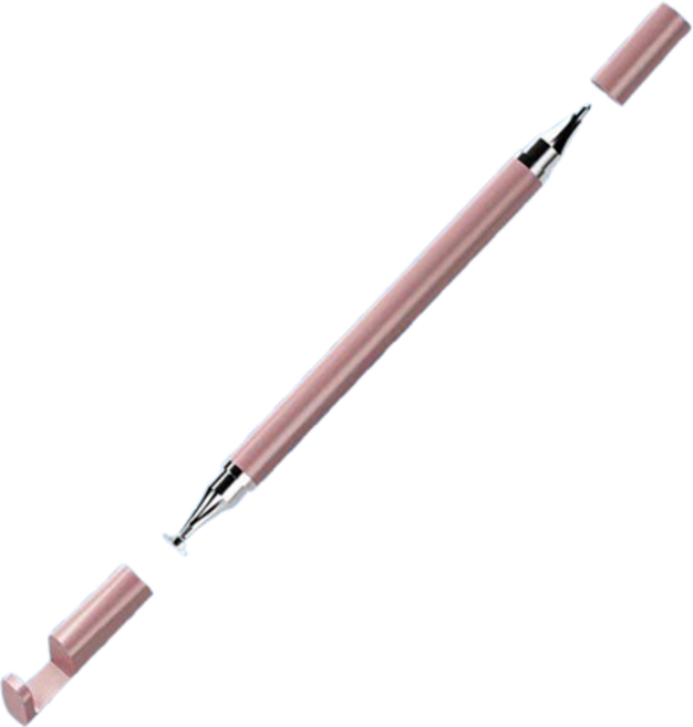 三合一觸控筆：螢幕觸控、圓珠筆、手機支架，適用於手機和平板, 玫瑰金【圓盤筆+圓珠筆+手機支架】, 1個