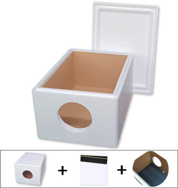 길고양이 겨울집용 내부스티로폼+종이박스+비닐에어커튼, 내부스티로폼 : 세로형 (+바닥 방수패드 추가), 1개