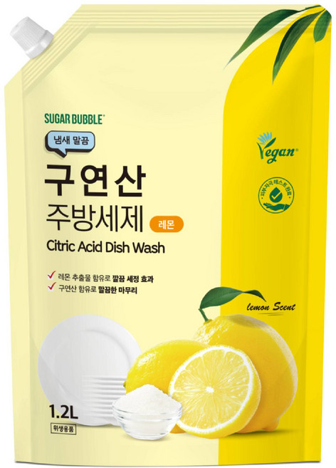 슈가버블 주방세제 구연산X레몬 주방세제 1.2L, 1개