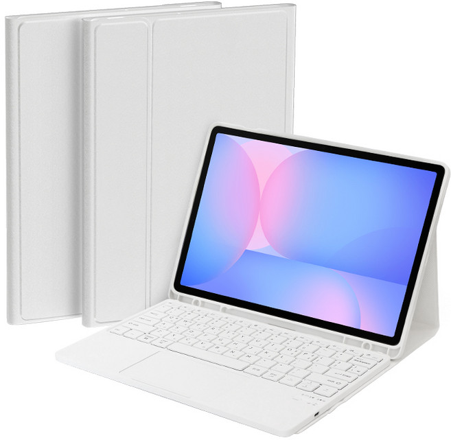 데이웍스 갤럭시탭 S10 FE+ 플러스 블루투스 터치패드 키보드 북커버 케이스 S펜 수납, 터치패드 키보드 케이스_화이트, 1개