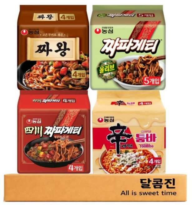[달콤진] 농심 라면 4종 짜왕4p 짜파게티5p 사천짜파게티4p 신라면툼바4p, 17개