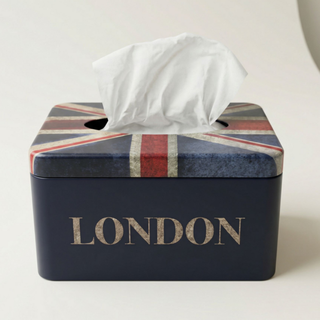 수봉상점 유니언잭 뽑아쓰는 사각 디자인 티슈케이스 티슈박스, 1개
