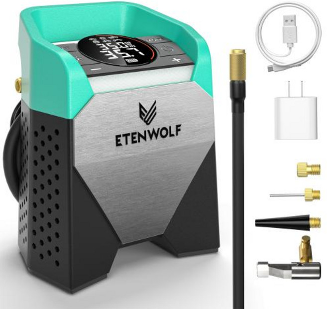 타이어 공기 주입기 ETENWOLF S5 휴대용 팽창기 펌프 헤비 듀티 자동차 압축기 160PSI 15600mAh 픽업 오토바이 자전거, 2)S5 Blue