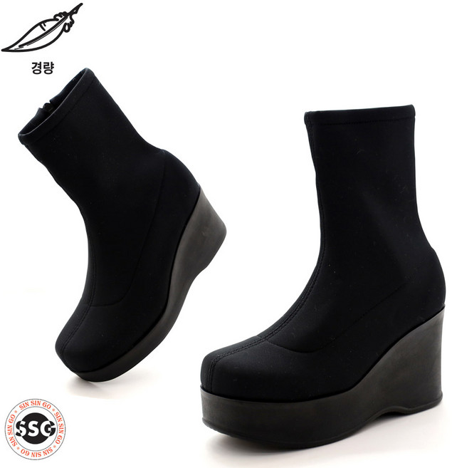 [스판 패브릭 통굽 6.5cm 8.5cm] 국내제작 가볍고 발볼편한 착화감좋은 여성 키높이 스판 신기편한 정장 앵클부츠