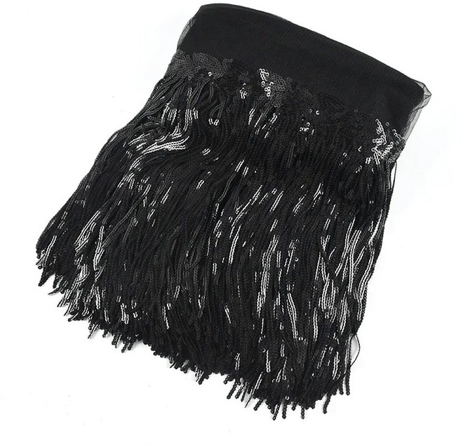 스팽글 프린지 트리밍 태슬 반짝이 레이스 프린지 댄스 의류 드레스 장식 DIY 바느질 액세서리 1-10 야드 미티 18cm, 1Yard, 10Black, 1개