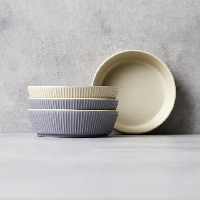 모던하우스 라이닝 찬기 4P세트 D13.3 아이보리 그레이 CA3625028, 1개, 사진참조