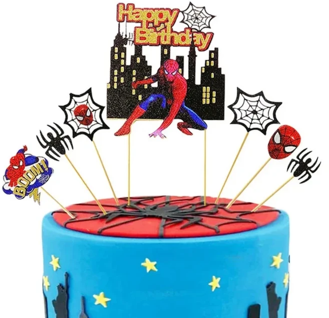 스파이더맨 케이크 장식 파티 용품 어린이 생일 액세서리 베이비 샤워 선물, 01 other, 04 7 pcs 12