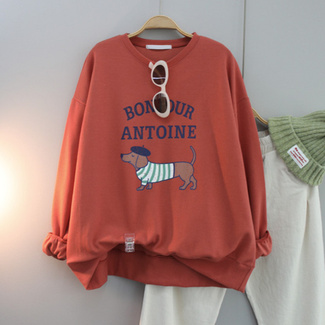 달콩 여성 빅사이즈 봄신상 앙투안프린팅오버핏맨투맨