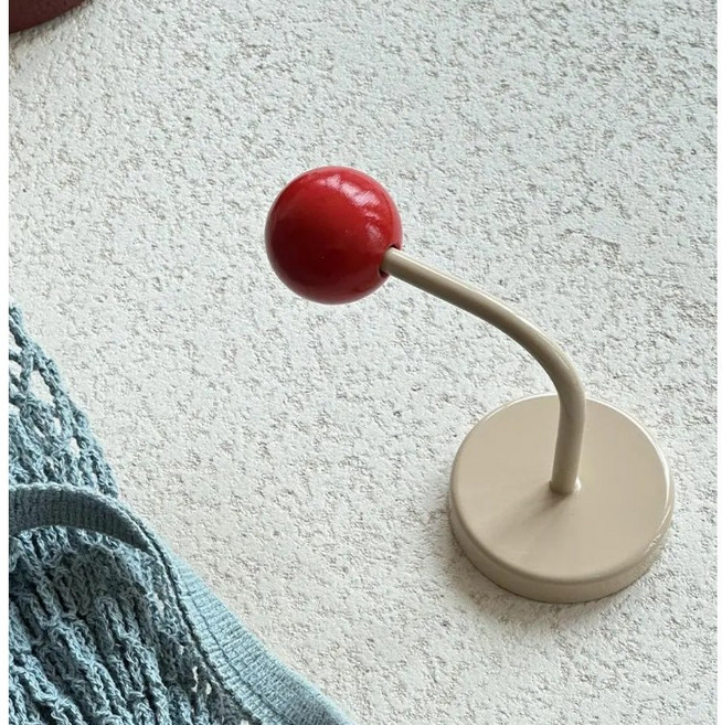 티지피 다양한 색상 가능 고리자석 후크 무타공 벽걸이 마그네틱 컬러볼 자석후크, 1개, 베이지+레드