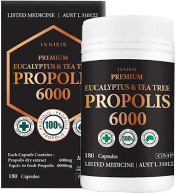 SINICARE INNISIS PROPOLIS 시니케어 이니시스 호주 유칼립투스 티트리 프로폴리스 6000mg 180캡슐2팩, 180정, 2통 - 쿠팡