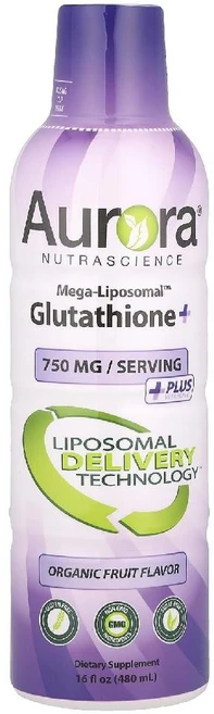 오로라 뉴트라사이언스 메가-리포소말 글루타치온+ 비타민C 첨가 유기농 과일 맛 750mg 16fl oz, 1개, 480ml - 쿠팡