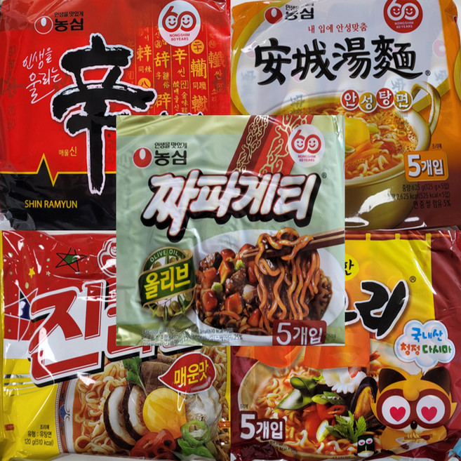 송라면 인기라면 5종 총10봉 혼합세트 봉지라면 골라담기 농심오뚜기 신라면2 + 안성탕면2 + 얼큰한 너구리 매운맛2 + 올리브 짜파게티2 + 진라면 매운맛2, 1개