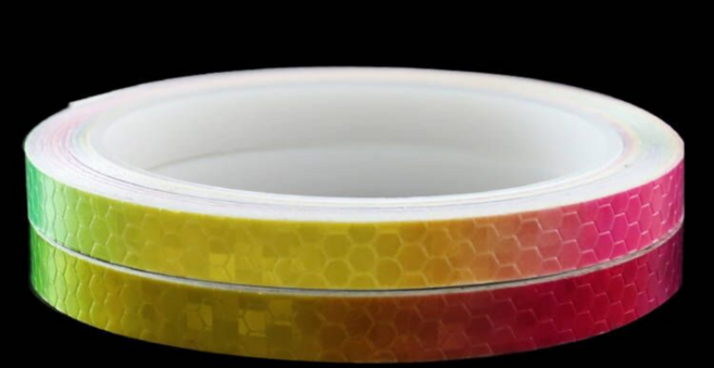 타이어 휠 야광 반사 테이프 자동차 스쿠터 오토바이 형광 튜닝 축광테이프 반사스티커, 무지개, 1개