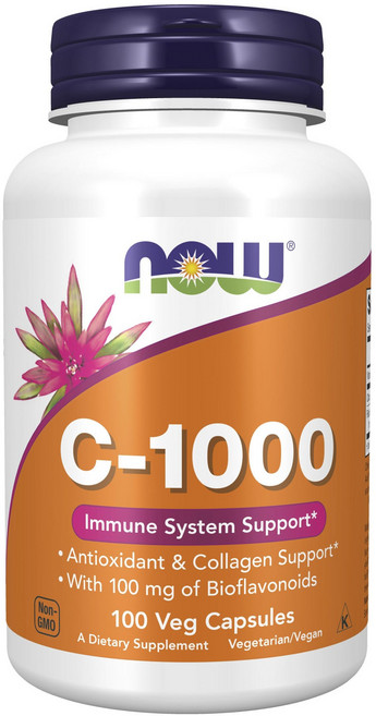 NOW Foods 維他命C-1000素食膠囊, 1個, 100錠
