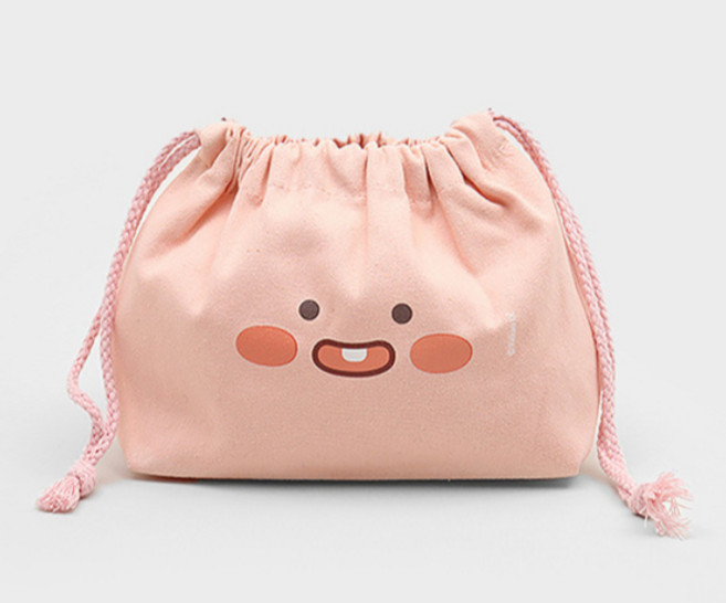 Kakao Friends RYAN 束口袋 午餐便當袋, 1個, 屁桃, 屁桃