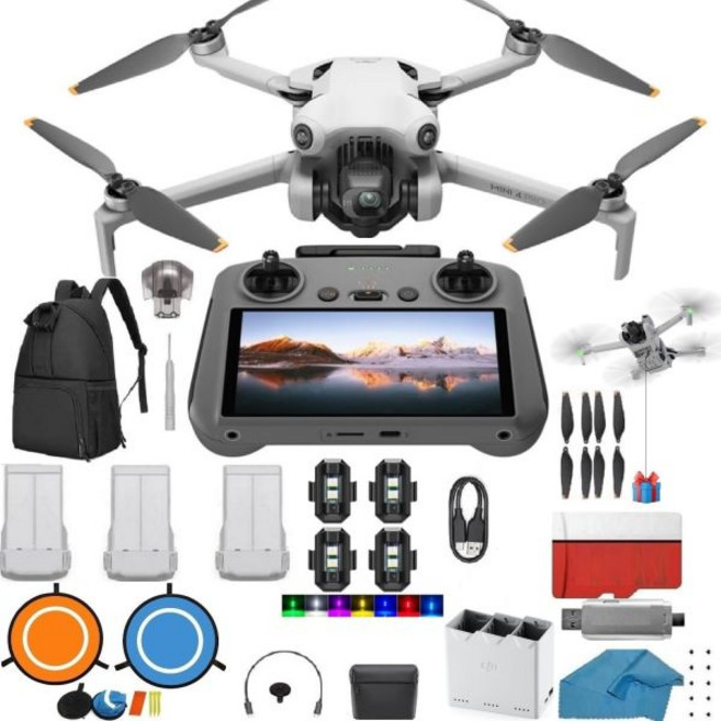 DJI 미니 4 프로 드론 펀 번들 플러스 에어드롭 시스템 RC 2 화면 리모컨 배터리 키트 3개 비행 시간 45분 카메라 128GB SD 쿨 충돌 방지 스트로브 조명 등 다양, DJI 미니 4 프로 드론 펀 번들 플러스 에어드롭 시