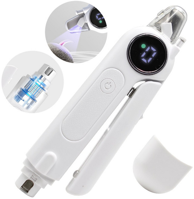 AURRA 2in1 반려동물 발톱깎이 LED 강아지발톱 전동 발톱 정리기 반려견 발톱깎이 강아지 발톱깎이 고양이 발톱깎이 안전, 흰색, 1개