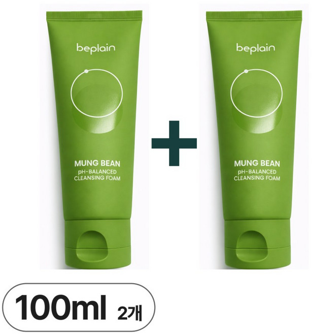 비플레인 녹두 약산성 클렌징폼, 100ml, 2개