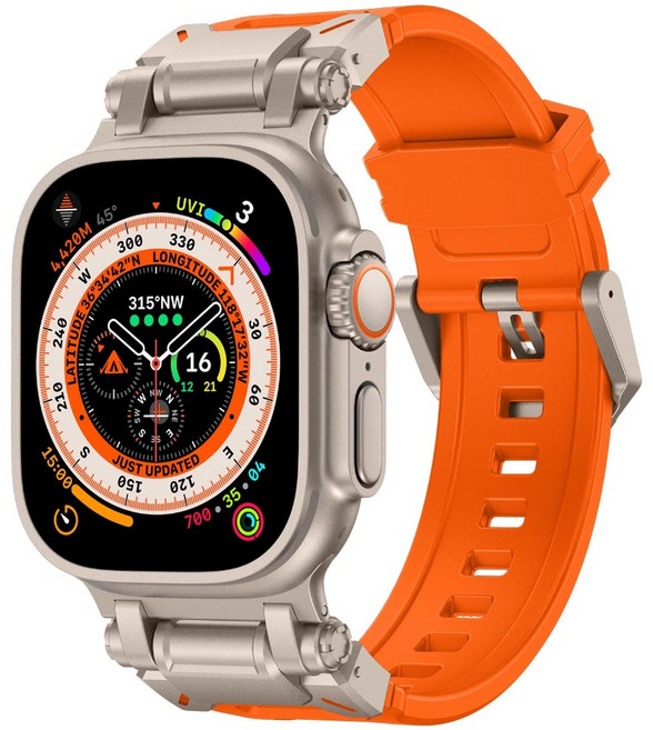 Apple Watch 錶帶, 鈦原色+橙色,49mm（Ultra1/2/3）, 1個