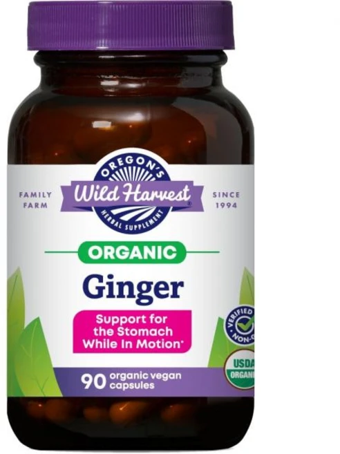 Oregons Wild Harvest 오리건 와일드 하베스트 유기농 인증 생강 캡슐 위장 지원용 비유전자변형 1000mg 90정, 1개 - 쿠팡