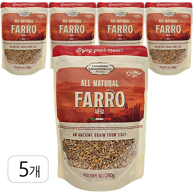 PnC_ 이탈리아산 파로 파로쌀 파로곡물 Farro 르셀란테 슈퍼푸드 이탈리아곡물 파로통곡물 소화잘되는쌀 정품, 280g, 5개