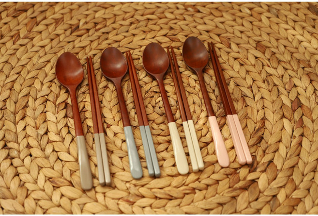 [이니셜각인 무료] 대추나무 천연옻칠 파스텔 수저세트(1세트), 수저세트(블루), 1개