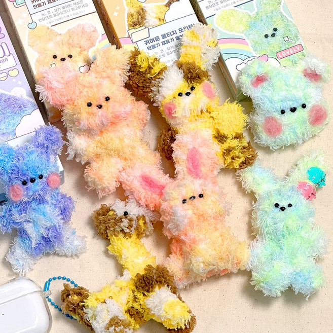 꿀벌형님 DIY 레인보우 토끼 모루인형 만들기 키트 4종 1Set 색상 랜덤, 1개