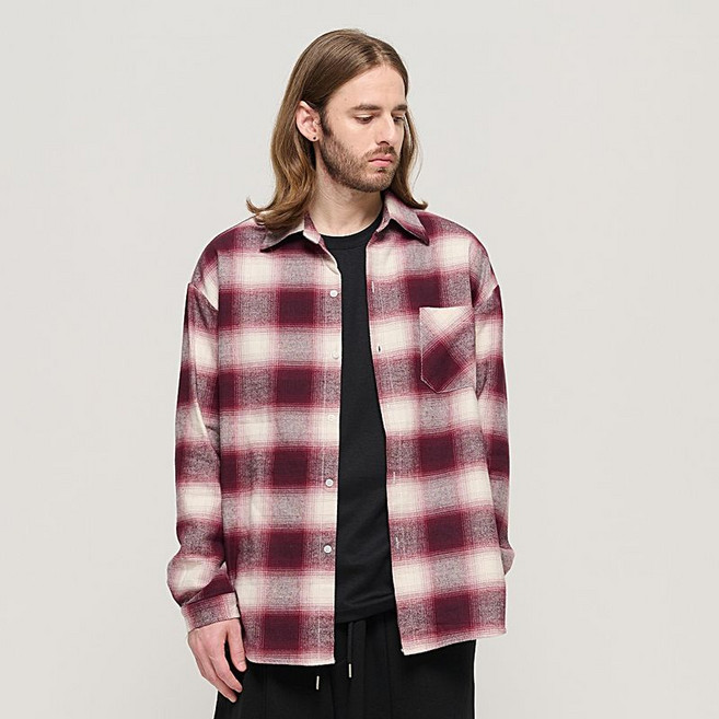 카고브로스 OMBRE FLANNEL CHECK SHIRT RED