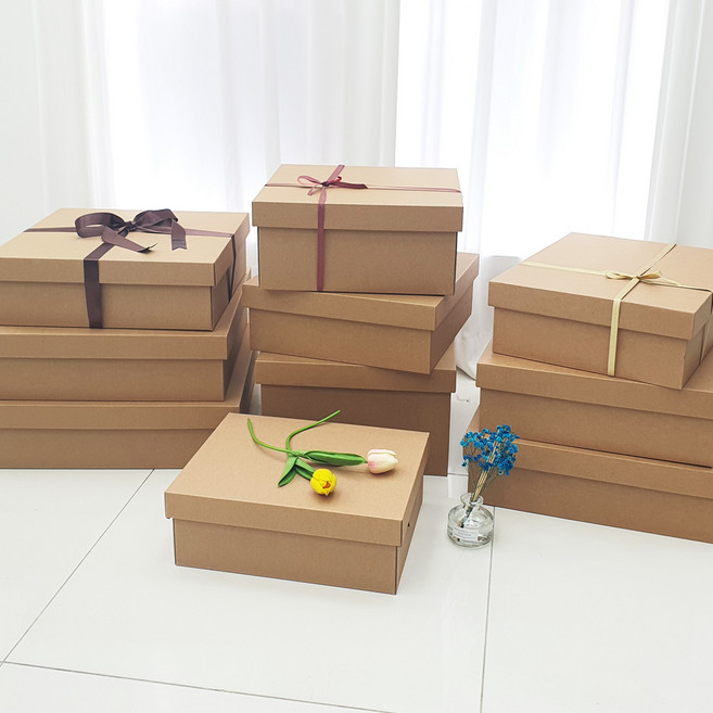 국내산 대형 선물상자 크라프트 다용도 보관함 수납함 답례품 정리함 무지 싸바리 무광 고급 포장 선물 박스 상자, 07) 선물상자 7호 (33x33x20)