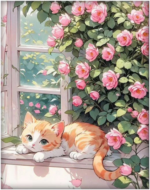 조이제이 36종 40x50 쉬운그림그리기 DIY 유화그리기세트 명화그리기, 018 고양이, 1세트