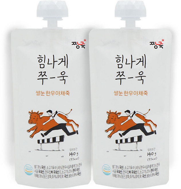 짱죽 쌀눈 한우야채죽 스파우트형, 140g, 1개