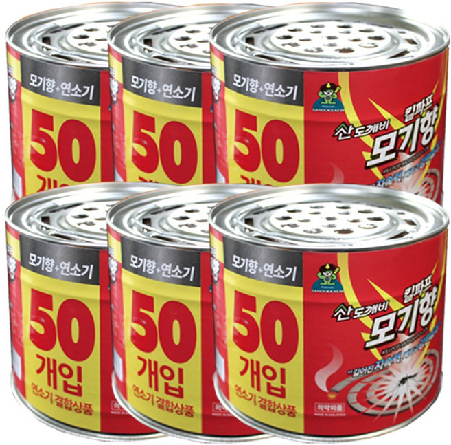 산도깨비 킬파프 캔 모기향 50p (연소기 결합) 모기, 650g, 6개