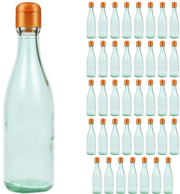 청색기름병 참기름 들기름 유리병 +원터치캡 골드, 40개, 300ml