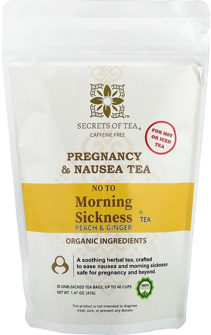 Secrets Tea No To 모닝 Sickness® 차 복숭아 생강 카페인 무함유 무표백 티백 20개 41g(1.47온스), Secrets Tea No To 모닝 Sickness, 41g, 1개 - 쿠팡