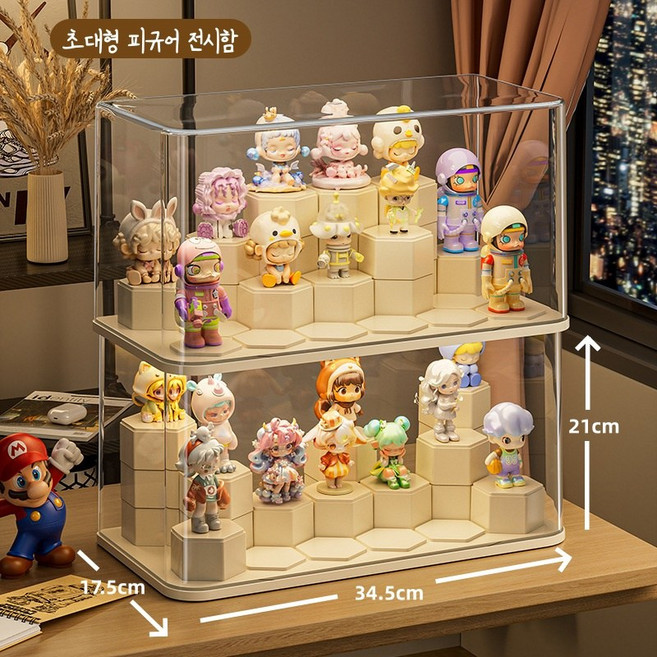 DIY 블록 자유 조립 아크릴 투명 피규어 보관함 장식장 진열대 대형 피규어 장식장, 1개