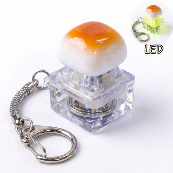 키보드 클리커 딸깍이 빵 마시멜로 키보드 열쇠고리, 1개, LED 1구