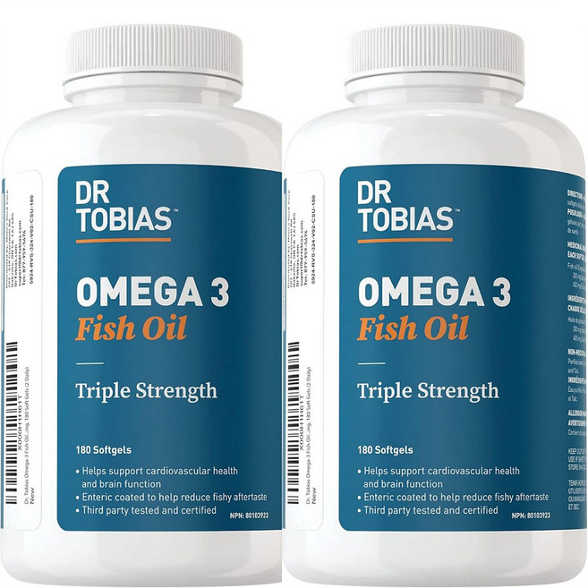 Dr. Tobias Omega 3 Fish Oil 오메가3 2000mg DHA EPA 1400mg NSF 인증 캐나다 내수용, 2개, 180정
