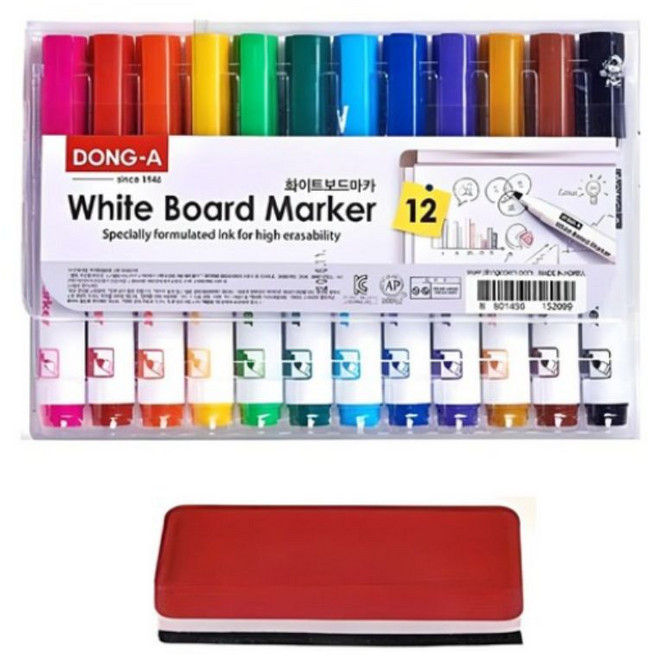 동아 화이트 보드마카 + 보드지우개, 혼합컬러 보드마카 + 지우개, 2개