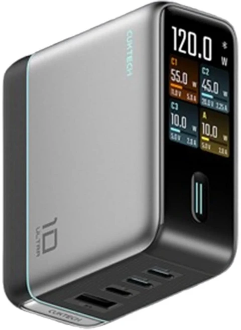 CUKTECH 10 GaN 슈퍼 충전기 울트라 최대 4포트 USB-C 1.57인치 화면 디스플레이 삼성 아이폰 맥용, 01 Black
