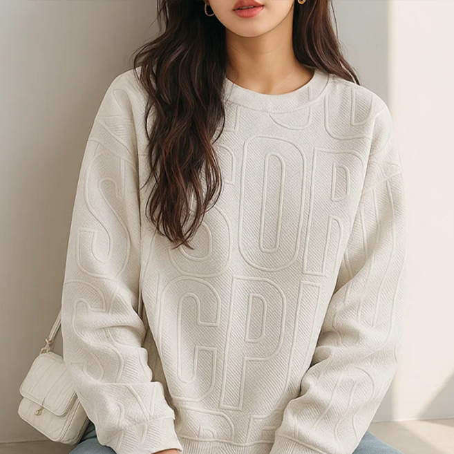 데일로엔 여성 루즈핏 레터링 긴팔 맨투맨 티셔츠