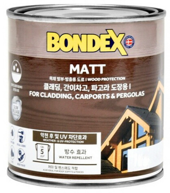 본덱스 MATT 오일스테인 375ml 방부 방충용 도료 자외선 차단 반광 방부목페인트, 738 다크월넛, 1개