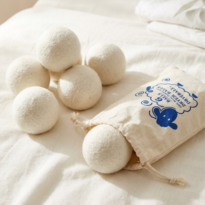 모노제이 빠른건조 양모 울드라이어 볼, 6개, 화이트