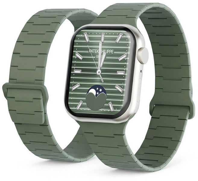 캘릭스 애플워치 호환 실리콘 버클링 마그네틱 스트랩, 아마존그린, 1개