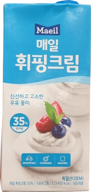 매일 휘핑크림 35%(유지방) 1000ml 대용량/베이킹/무배, 1L, 4개