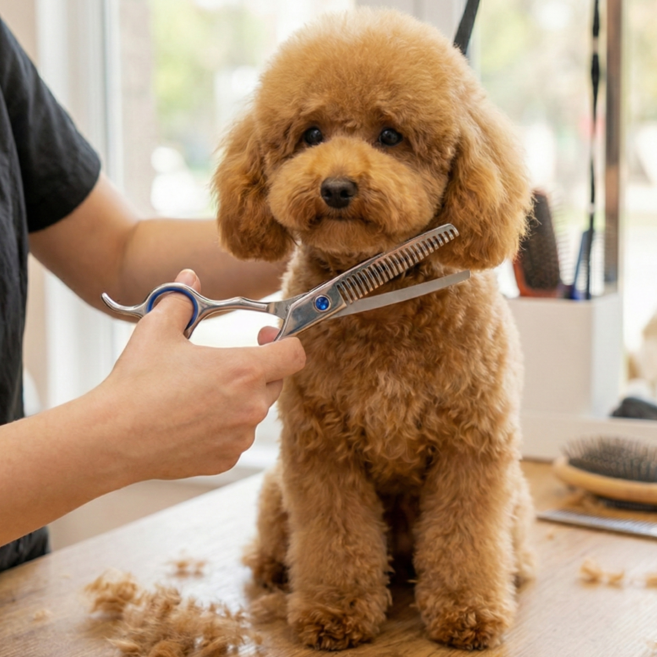 웨이백홈 강아지 요술 커브 미용가위 숱가위, 1개, 20%절삭
