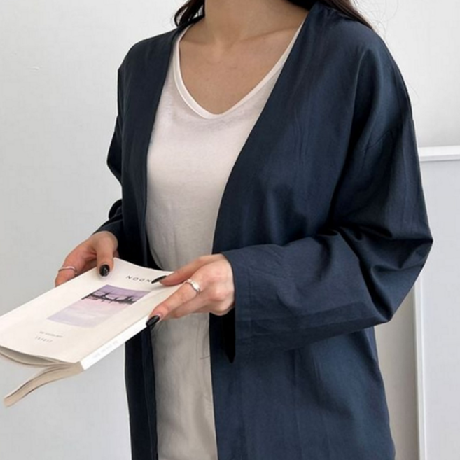 여성 롱 가디건 루즈핏 얇은 오버핏 여름 린넨 가디건 로브