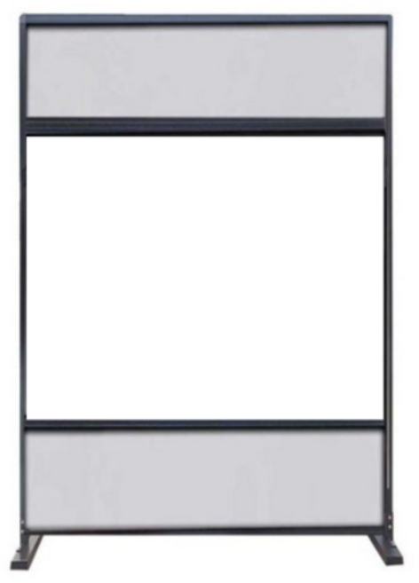 폭 1200 x 높이 1500 알루미늄 프레임 파티션 이동식 철제 가림막 공간분리 칸막이 카페 주방 업소용 출입문 입구 독서실 식당 사무실 아쿠아 망입유리 작업 가능 주문제작가능, 01. 703-703 그레이 / 화이트 / 그레이