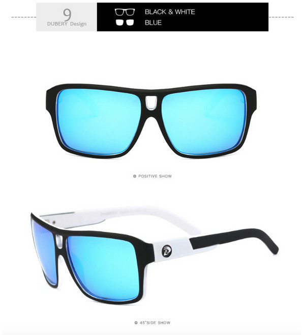 DUBERY 偏光運動太陽眼鏡, 1個, #9 黑白藍（框鏡）