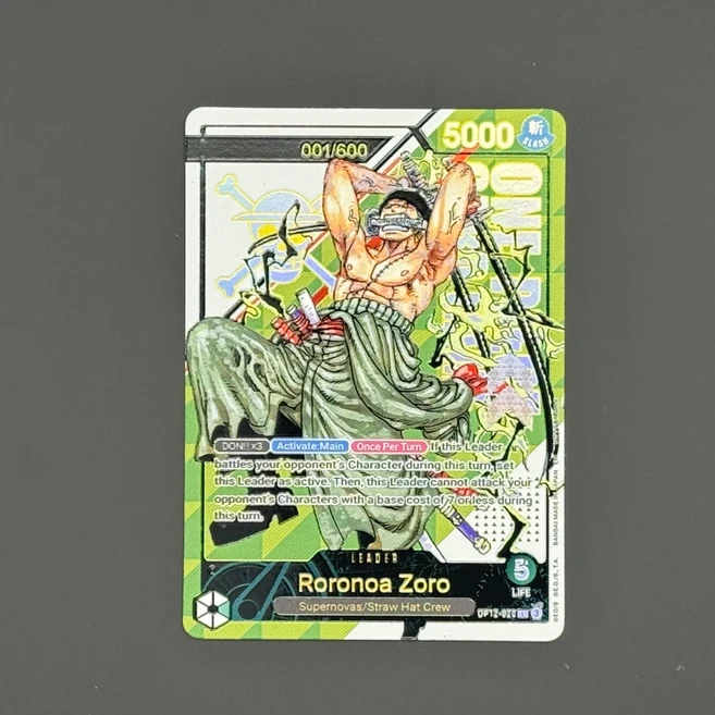 쿠쿠스토어 원피스 TCG 영어 리더 카드 조로 상품 OP12-020 그린 포일드 텍스처드, 01 OP12-020-zoro