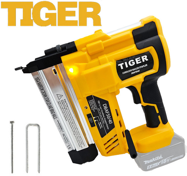 타이거 충전 타카총 무선 목공타카 ㄷ자 일자핀겸용 마끼다18V호환용, 1